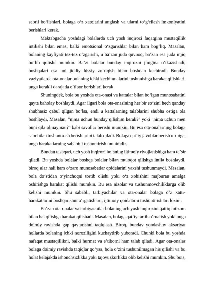 Maktabgacha tarbiya yoshidagi inqiroz 3