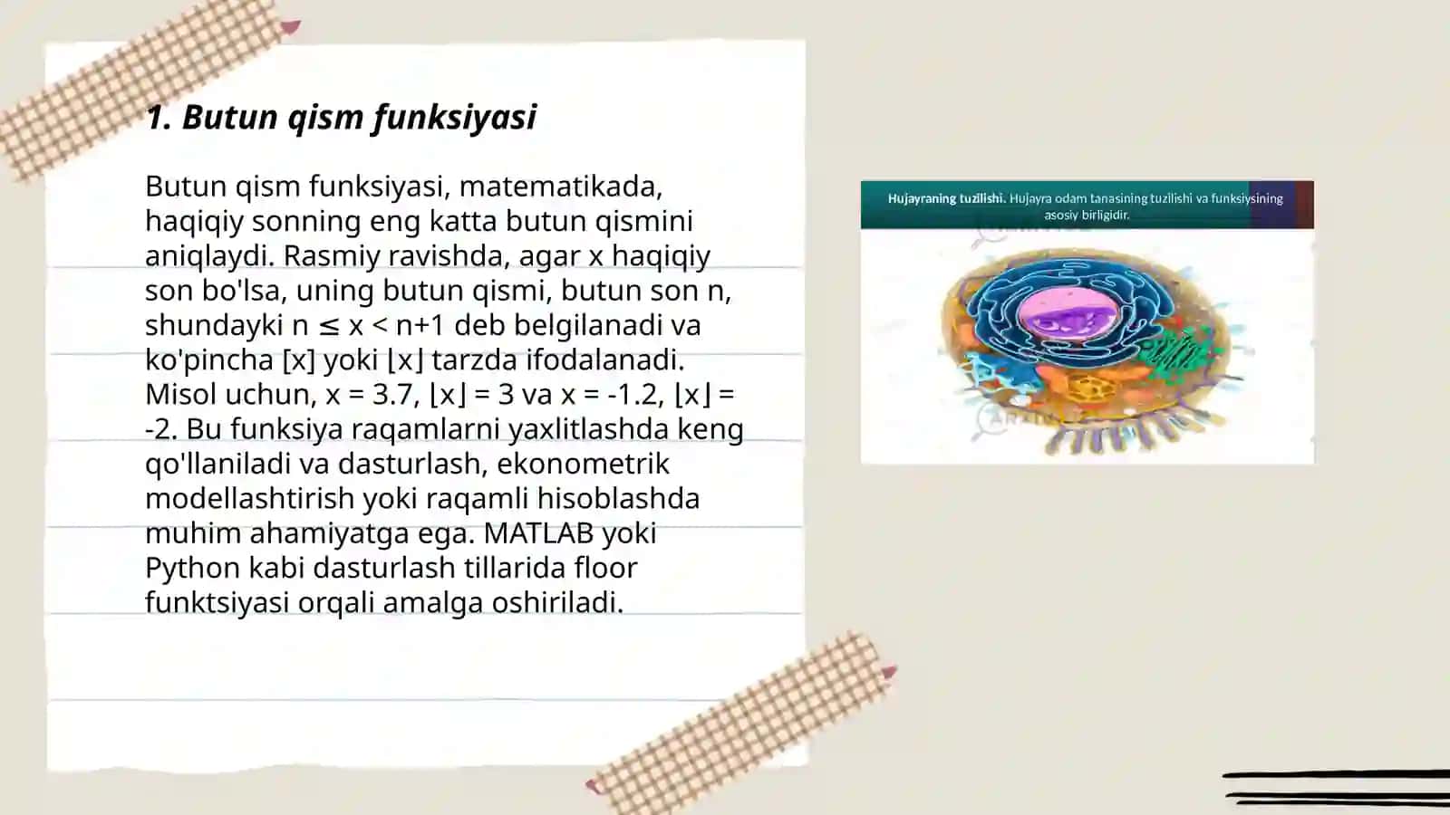 Butun qism va kasr qism funksiyalari 3