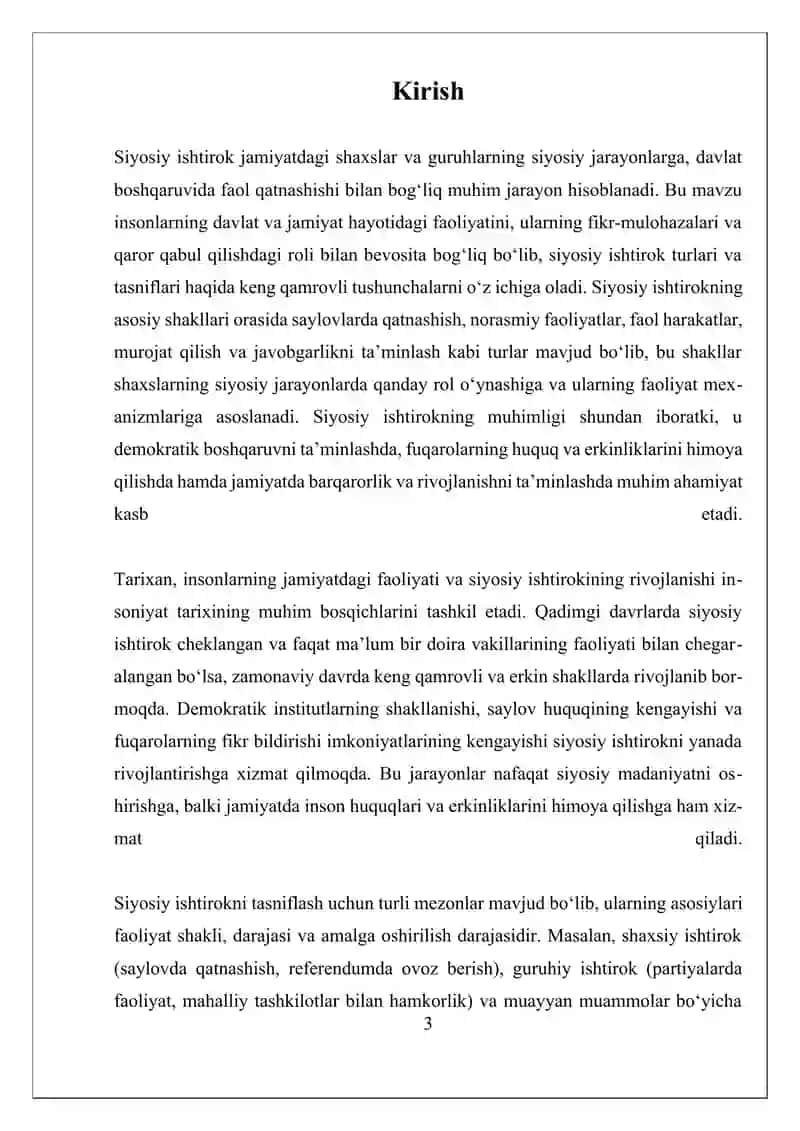 SIYOSIY ISHTIROK VA UNING TASNIFI 3