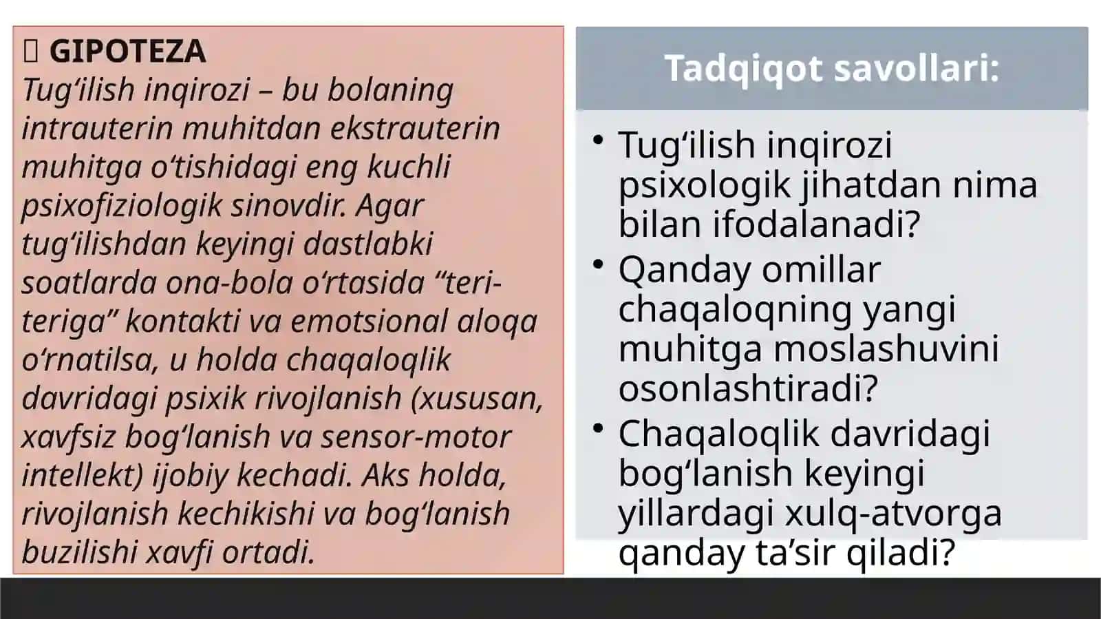 Chaqaloqlik davri va tug'ilish inqirozi 3