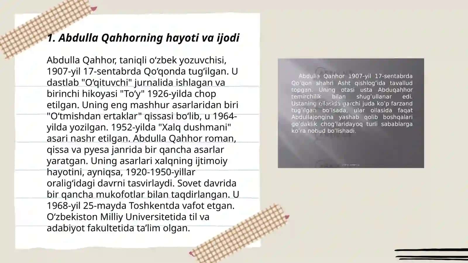 Abdulla Qahhor hikoyalar tahlili 3