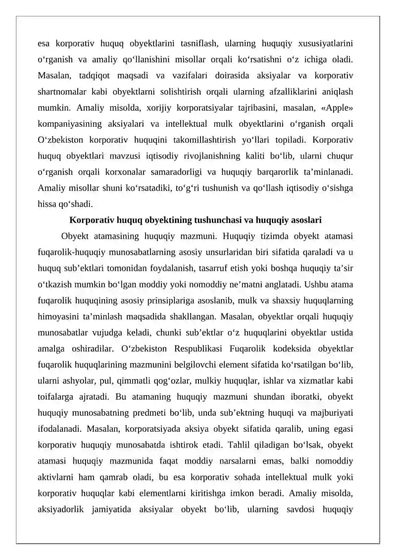 Korporativ huquqining obyektlari 3