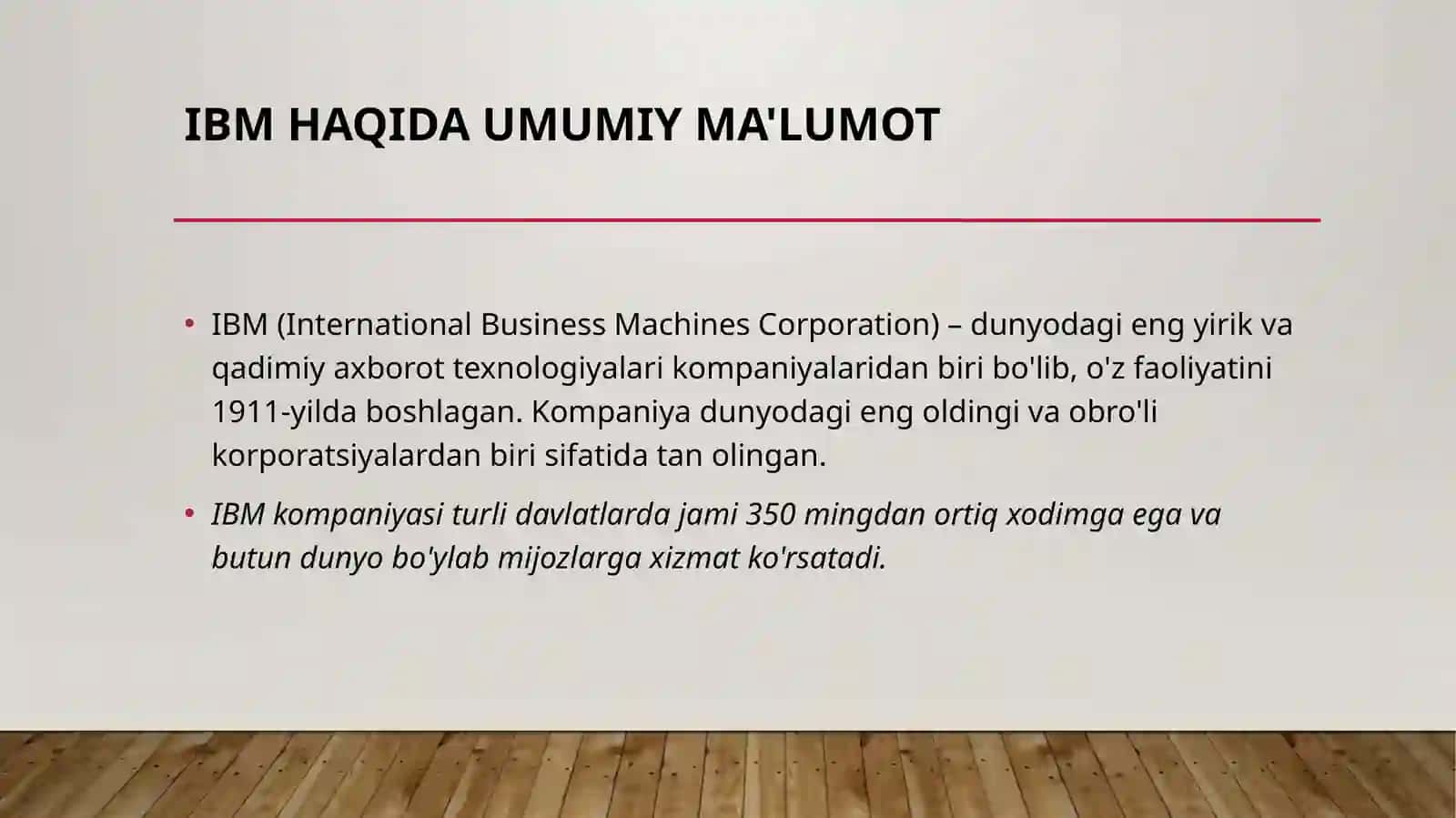 IBM KOMPANIYASI HAQIDA TAQDIMOT 3