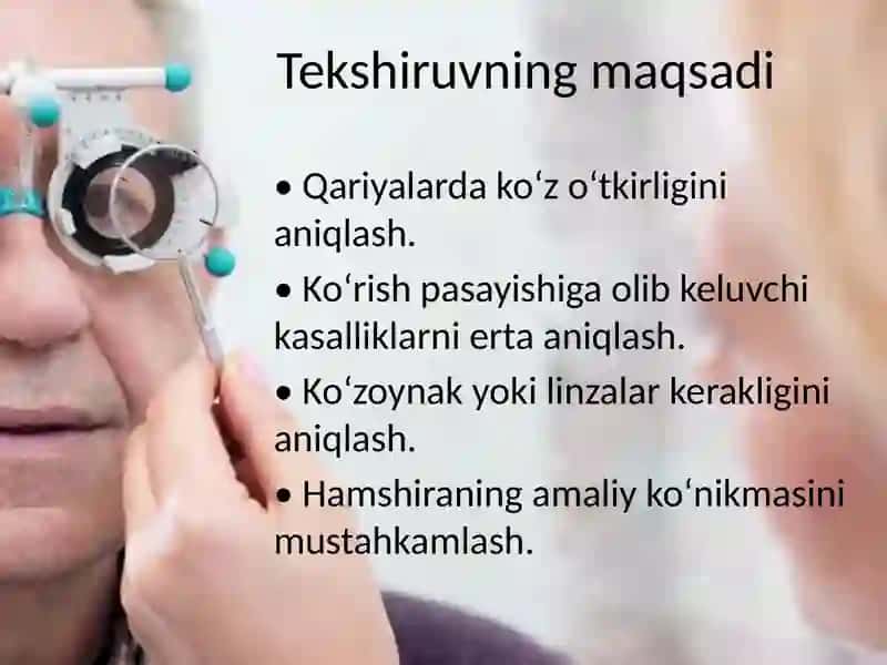 Qariyalarda ko'z o'tkirligini tekshirish 3