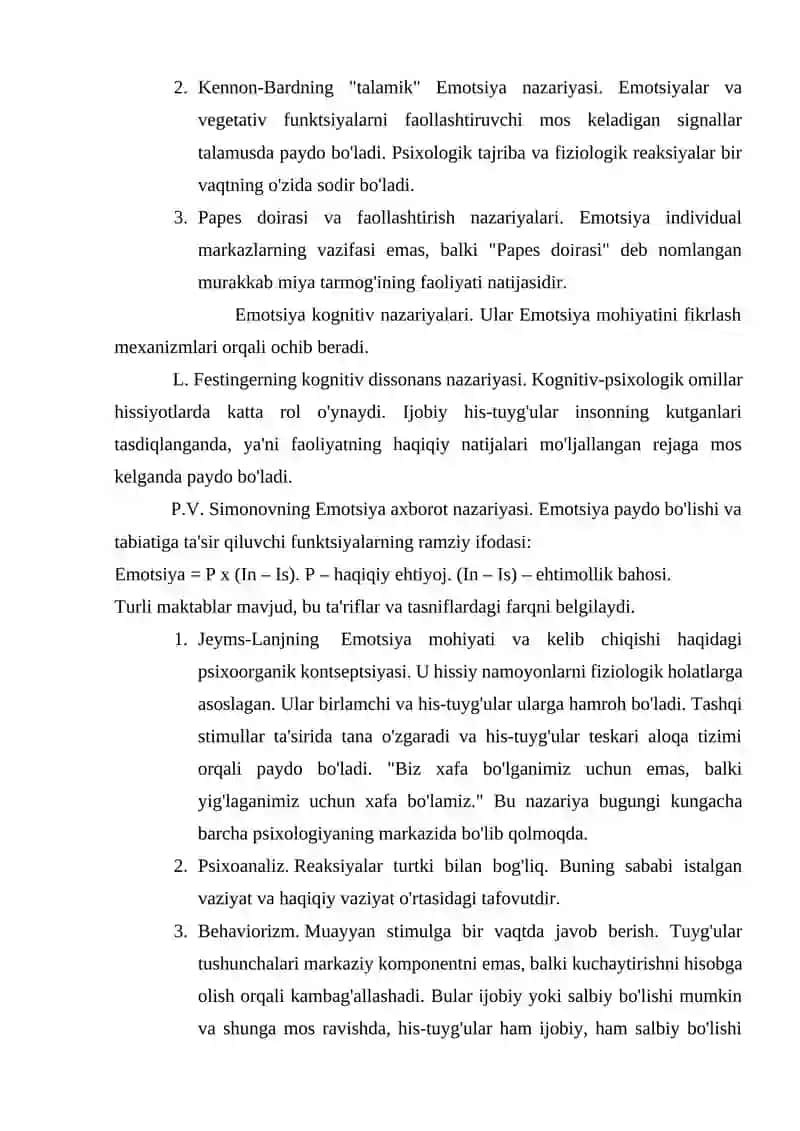 Emotsiya haqida psixologiki nazariyalar 3