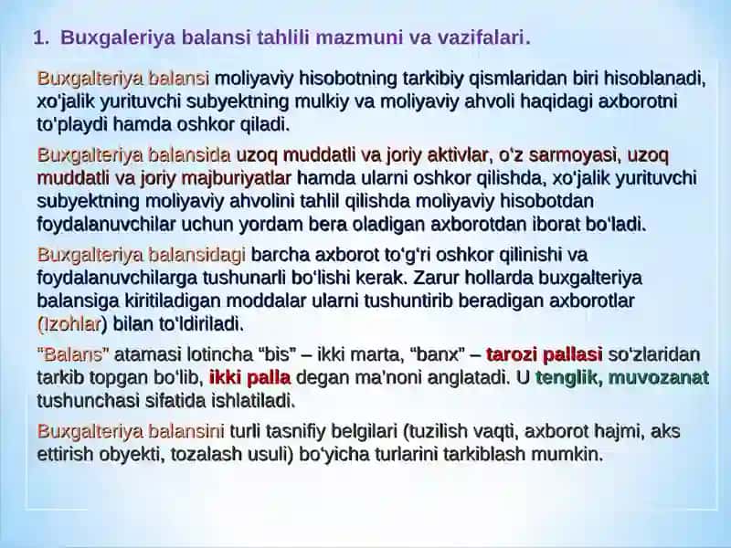 Buxgaleriya balansi tahlili 3