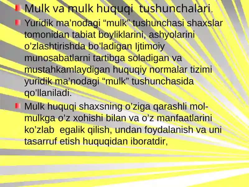 Mulk va mulk huquqi tushunchalari 3