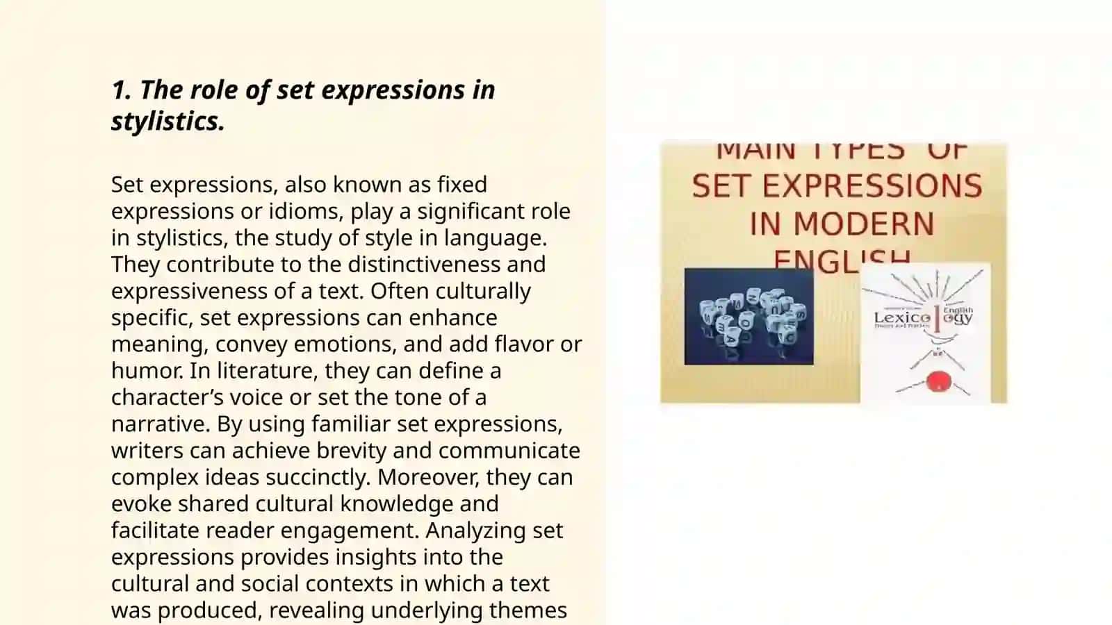 Stylistics use of set expressions 3
