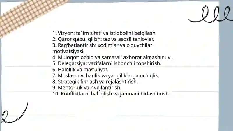 Taʼlim muassasi rahbarining shaxsiy sifatlari 3