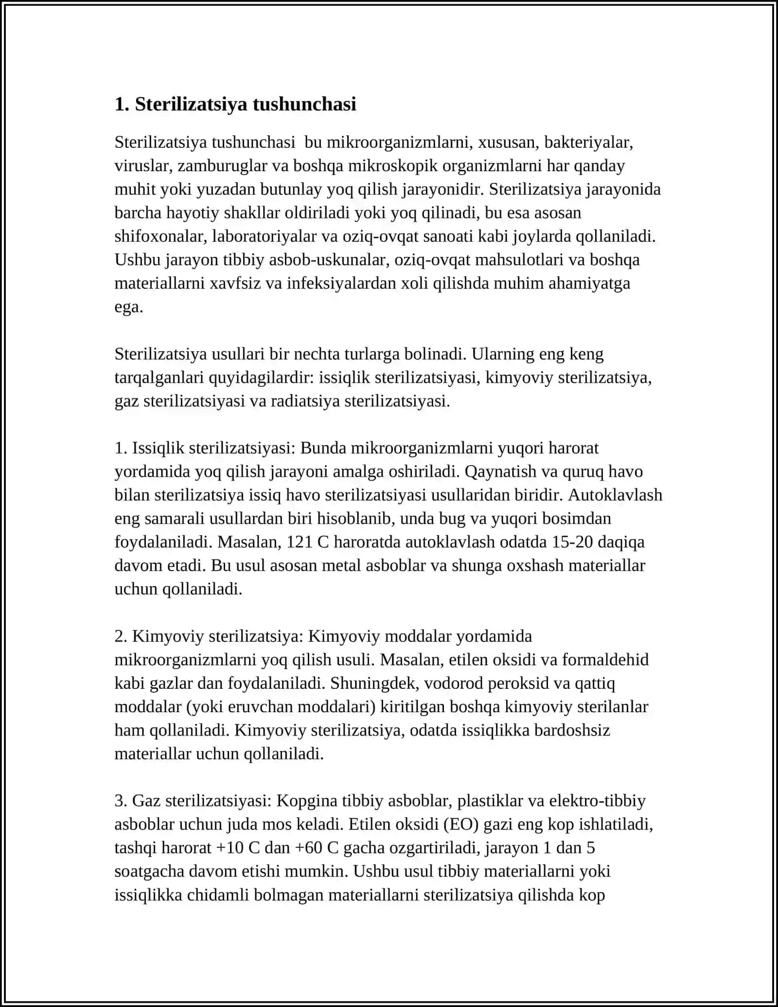 STERELIZATSIYA VA UNING TURLARI, AHAMIYATI 3
