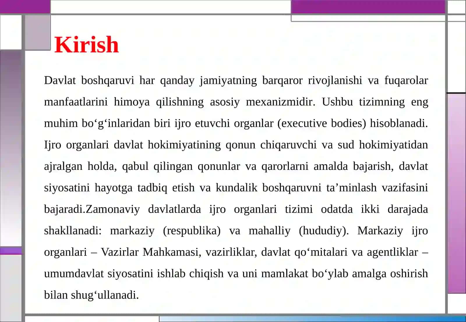 DAVLAT BOSHQARUVIDA IJRO ORGANLARI TIZIMI 3