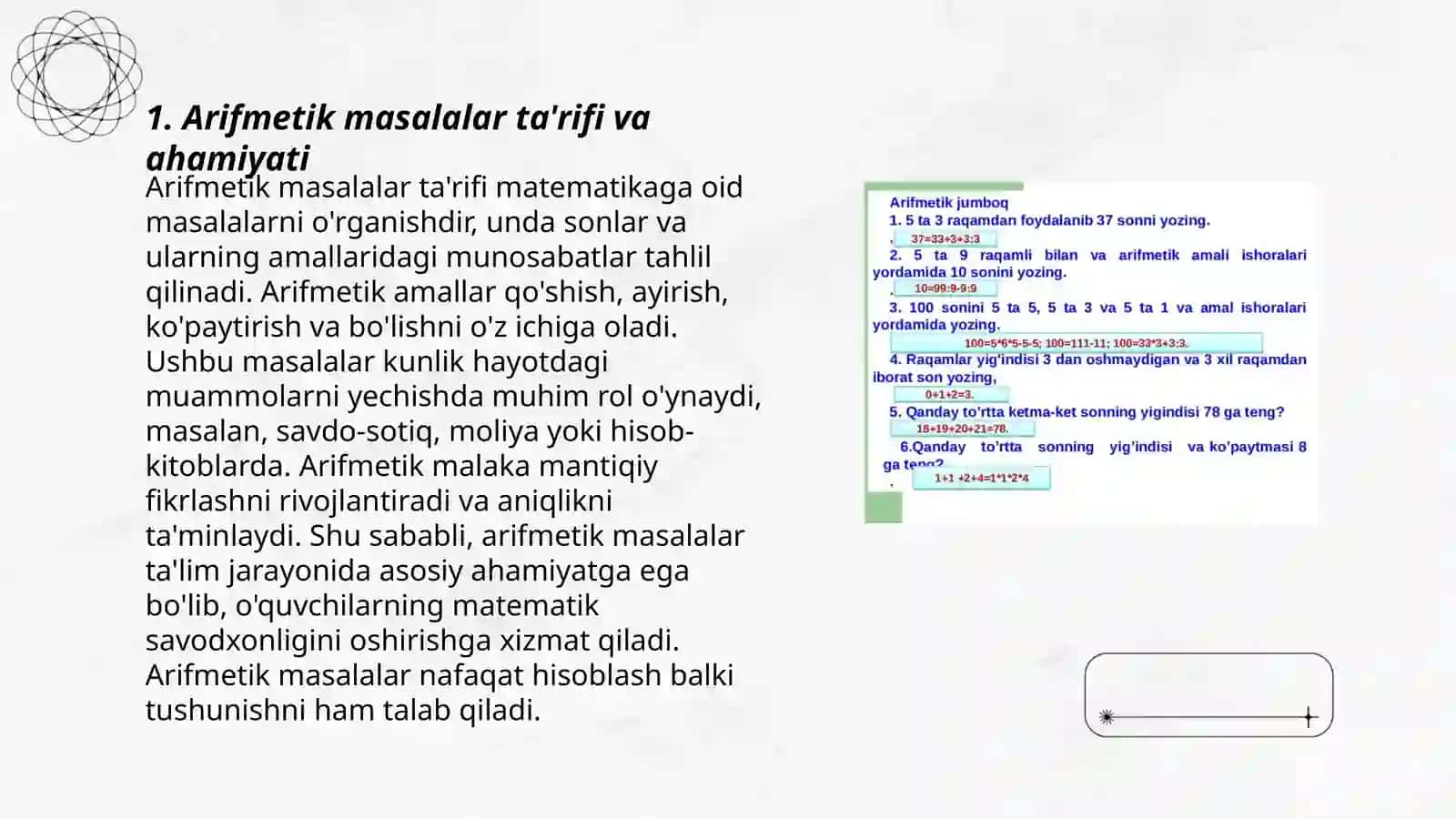 Arifmetik masalalar yechishga o'rgatish metodikasi 3