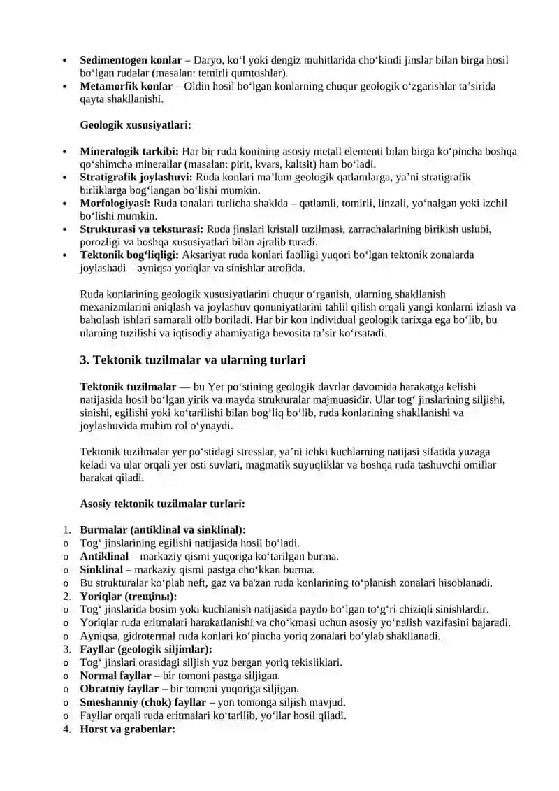 Ruda konlarining vulkanogen tuzilishi 3