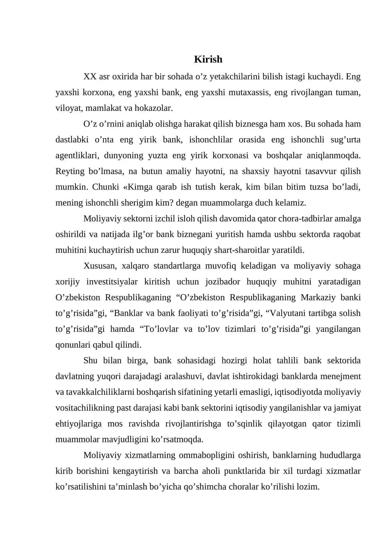 Banklarni kreditlash reytingini aniqlash 3