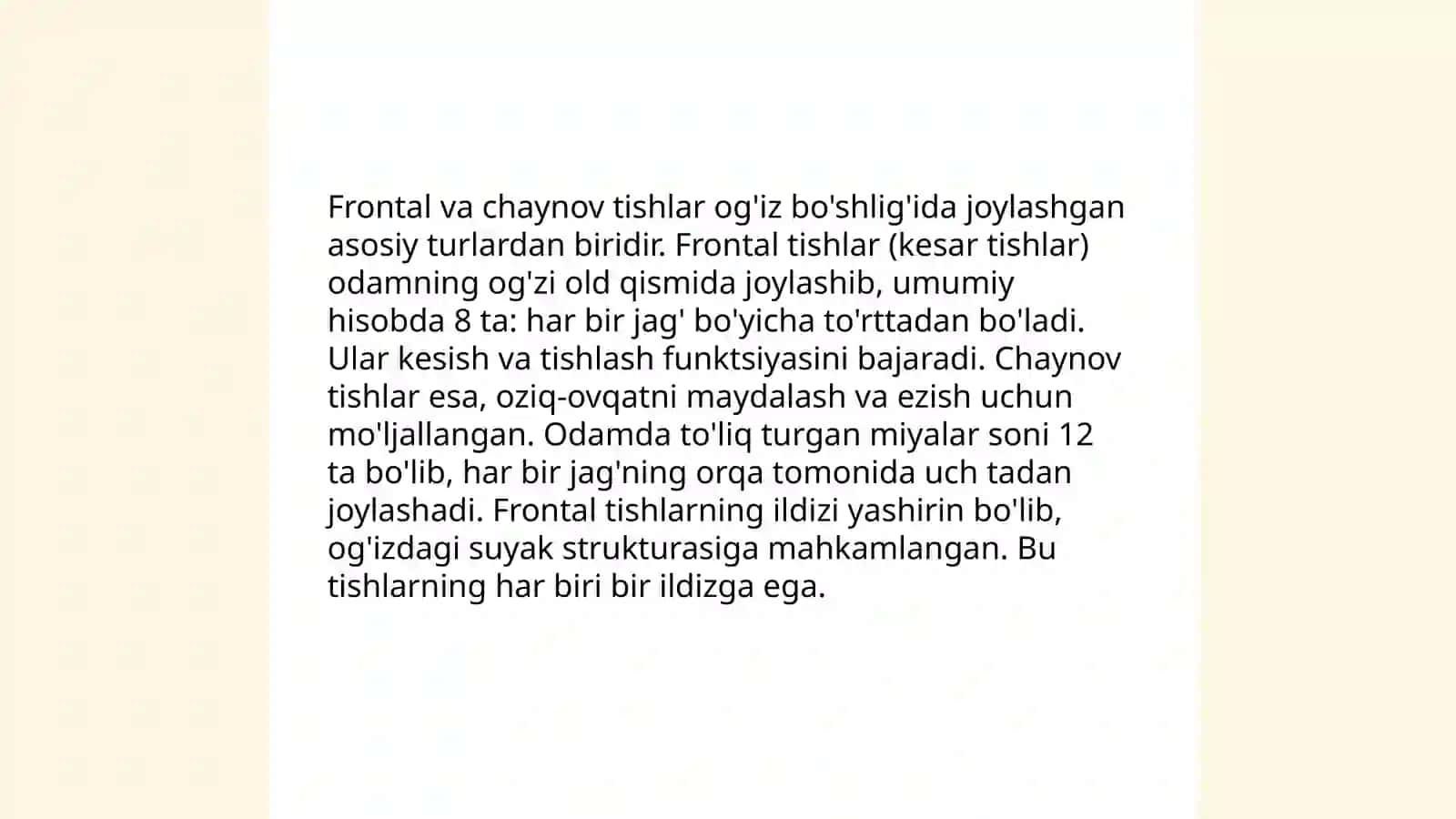 Frontal va chaynov tishlar 3
