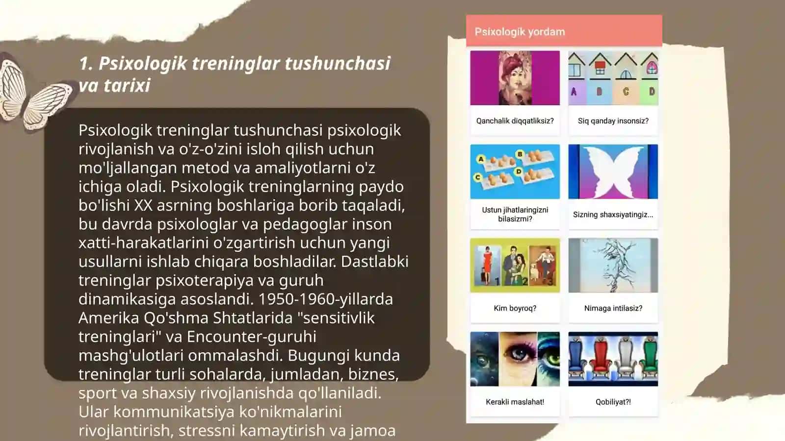Psixologik treninglar tarixi 3
