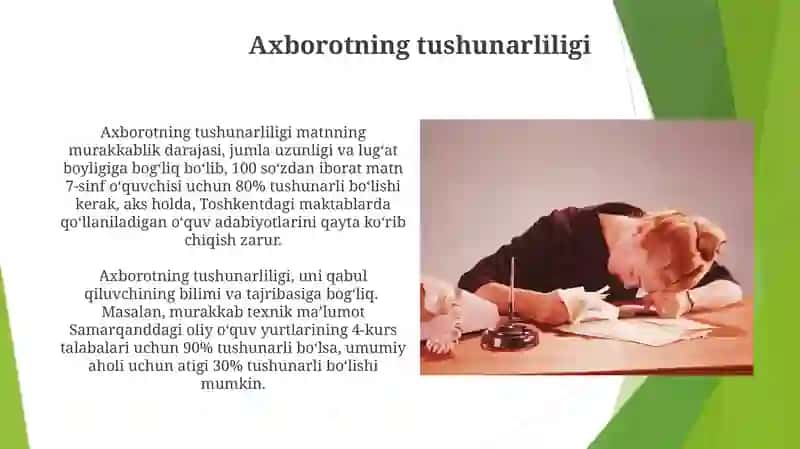 Akademik yozuv va axborot. Axborot xususiyatlari 3