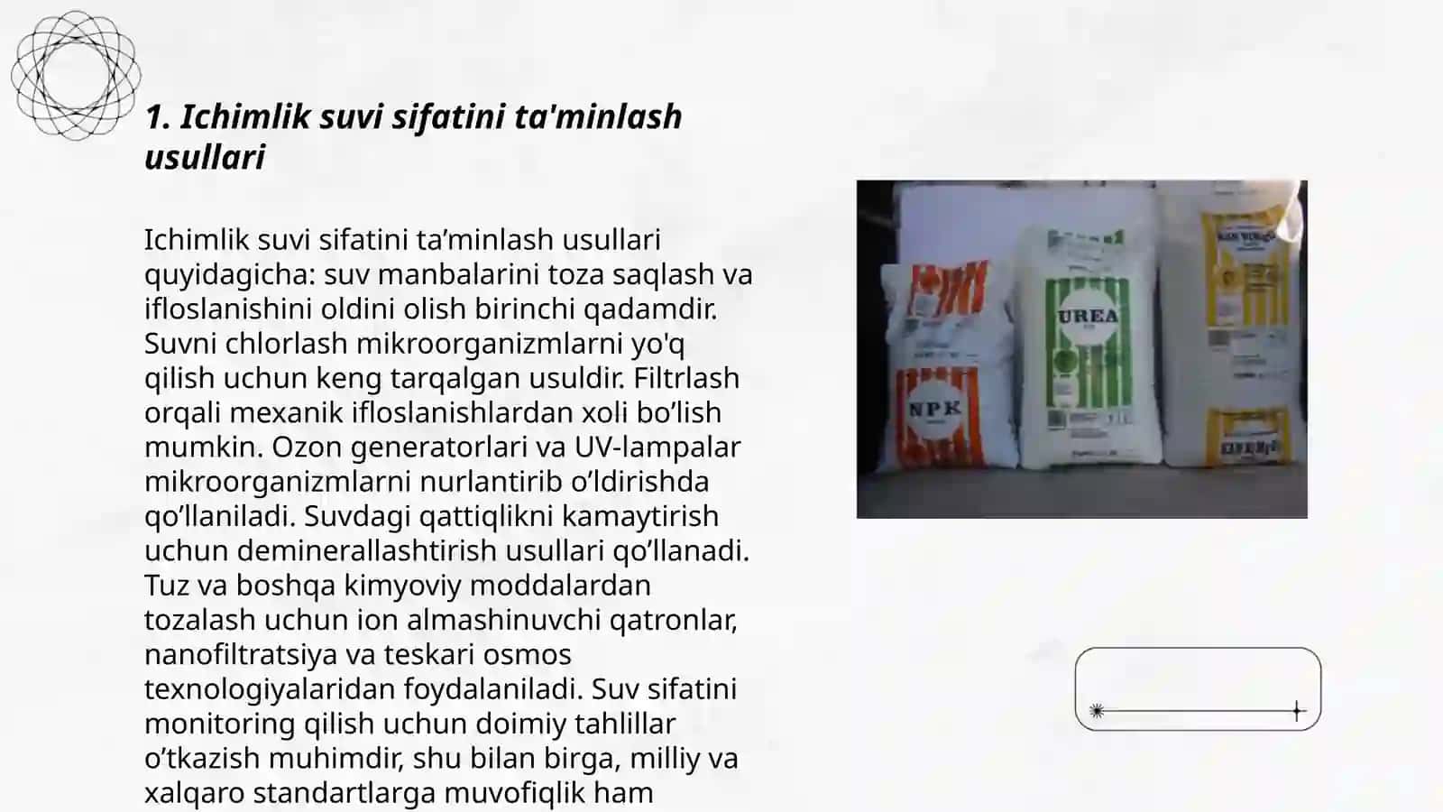 Ichimlik suvi sifatini ta'minlash usullari 3