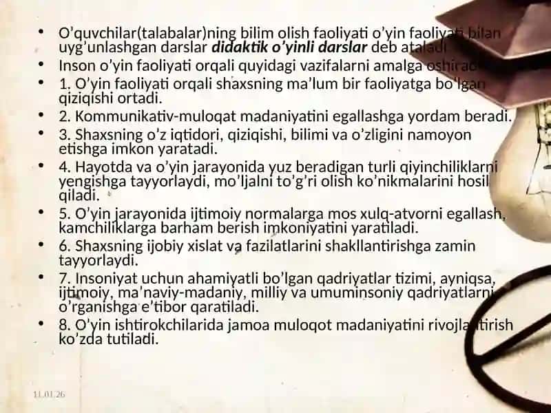 Didaktik o`yinli texnologiyalar 3