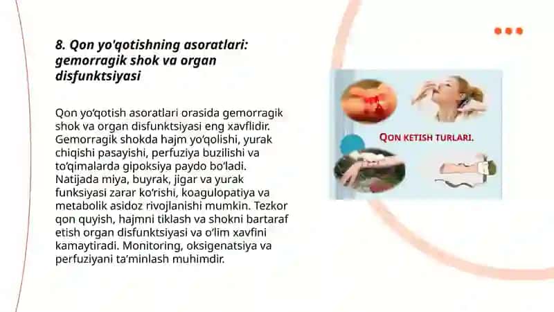 Qon oqishi va qon yo'qotish turlari 3