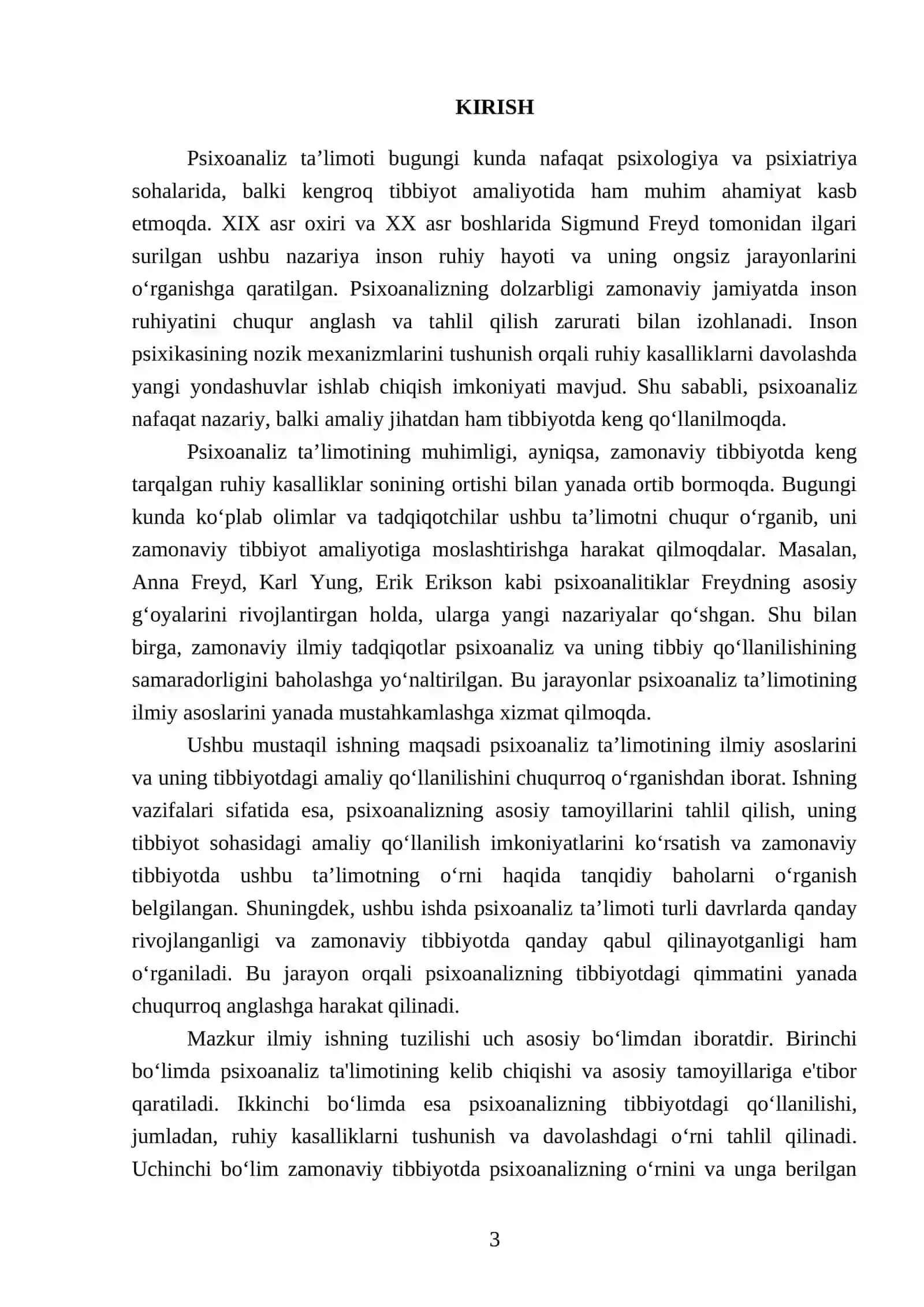 Psixoanaliz ta’limoti va uning tibbiyotdagi o’rni 3