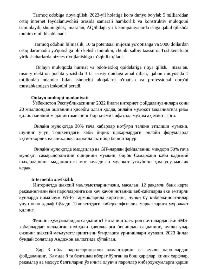 Elektron pochta orqali muloqot qoidalari 3