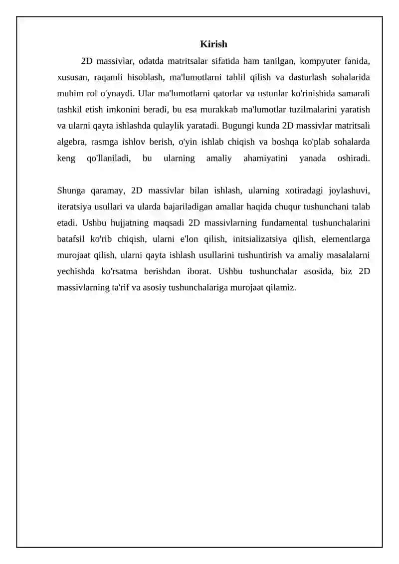 2 o‘lchamli massiv tushunchasi (matritsa) 3