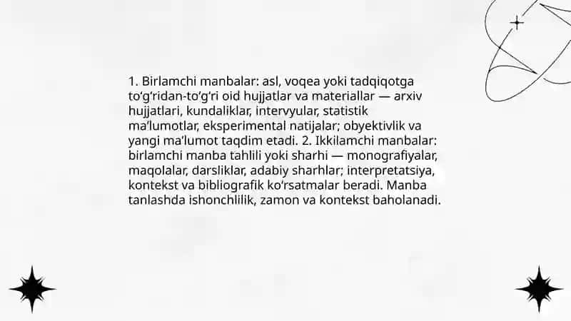 Manbalar va adabiyotlar bilan ishlash 3