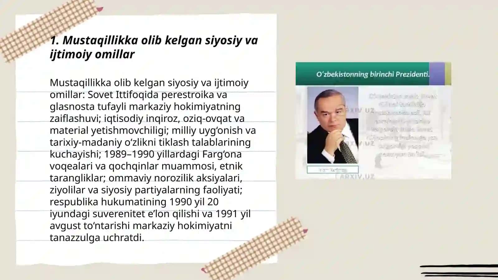 O ‘zbekiston Respublikasi mustaqilligining qo‘lga kiritilishi 3