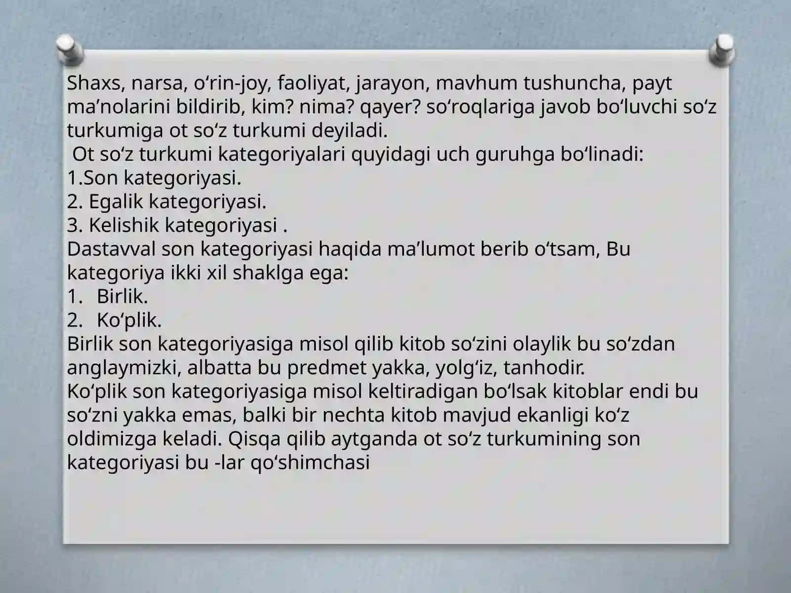 Ot va sifat so‘z turkumlari 3