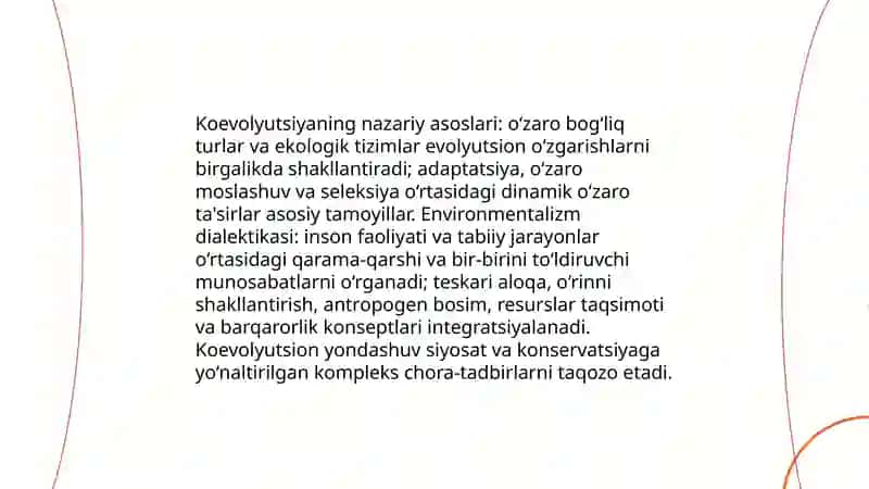 Koevolutsiya va environmentalizm dialektikasi 3