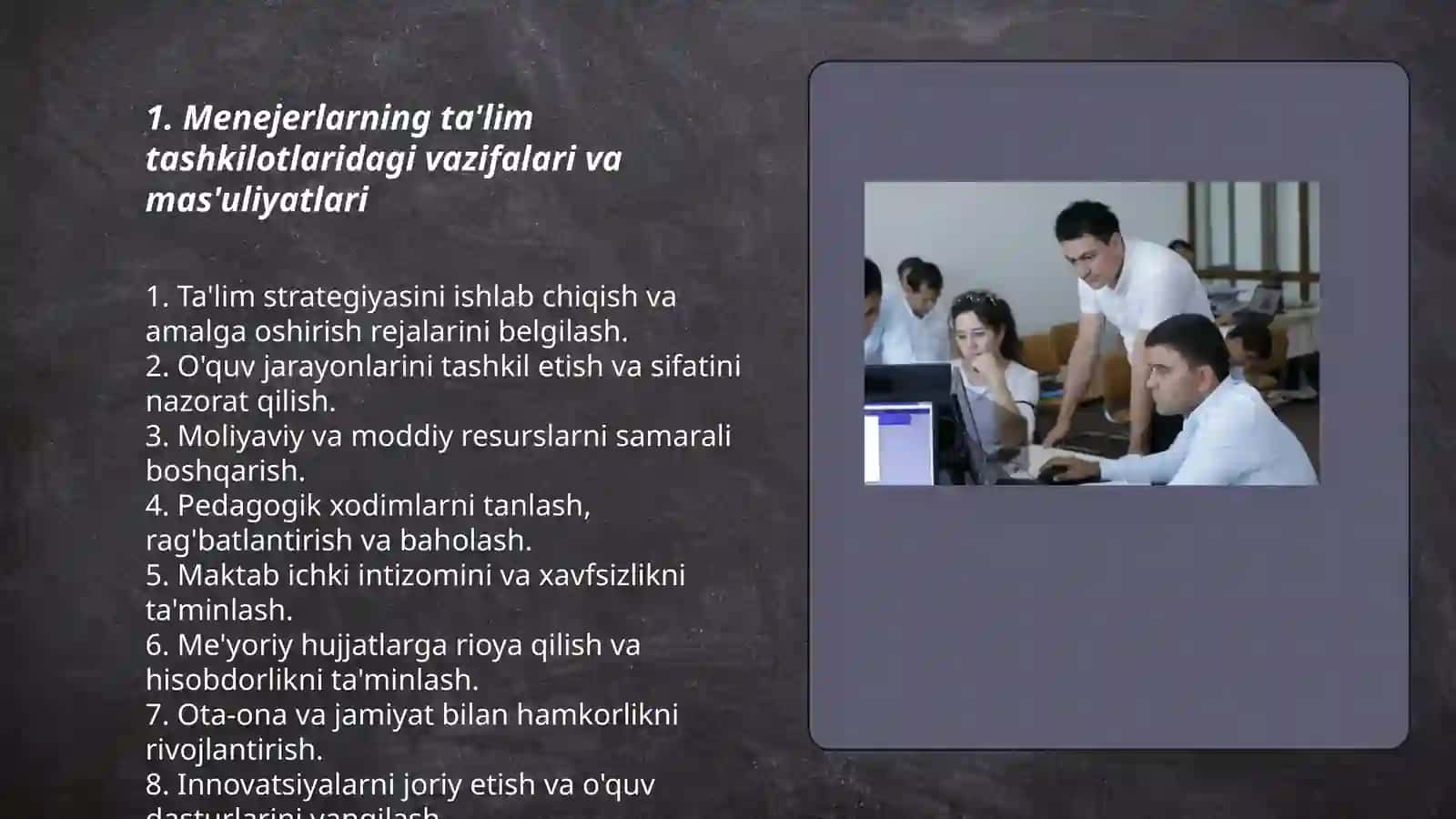 Ta'lim tashkilotlarini boshqarish tizimida menejerlar 3