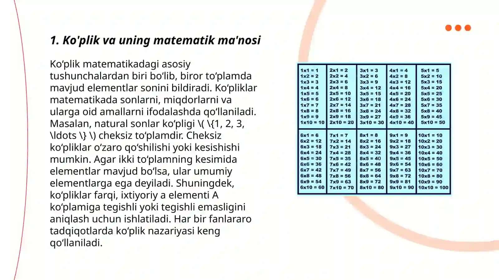 Ko'plik va uning matematik ma'nosi 3