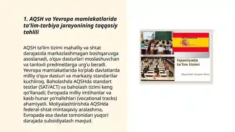 AQSHva Yeropa mamlakatlrid taʼlim - tarbiya 3