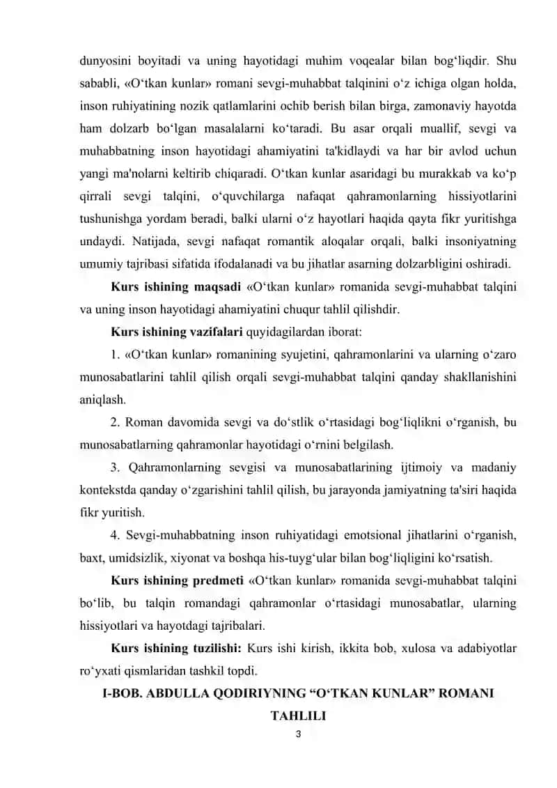“O‘tgan kunlar” romanida sevgi-muhabbat talqini 3