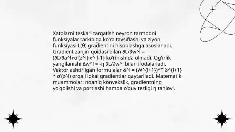 Xatolarni teskari tarqatish usuli 3