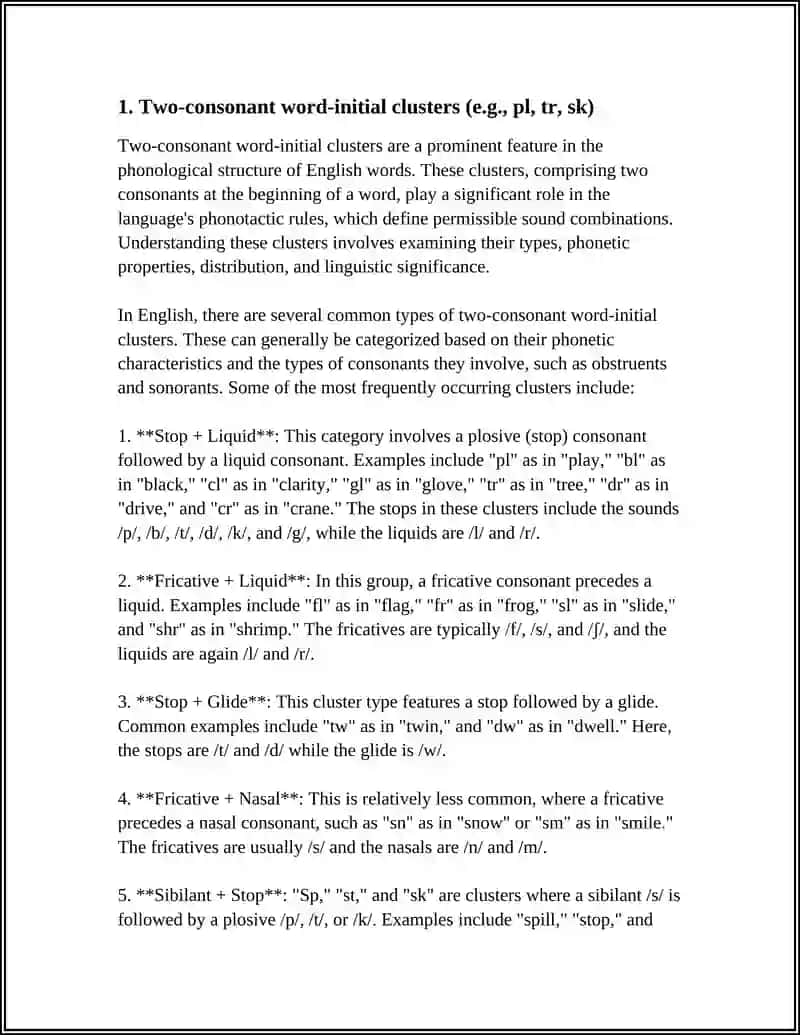 CONSONANT CLUSTERS AT THE BEGINNING AND END OF THE WORDS 3