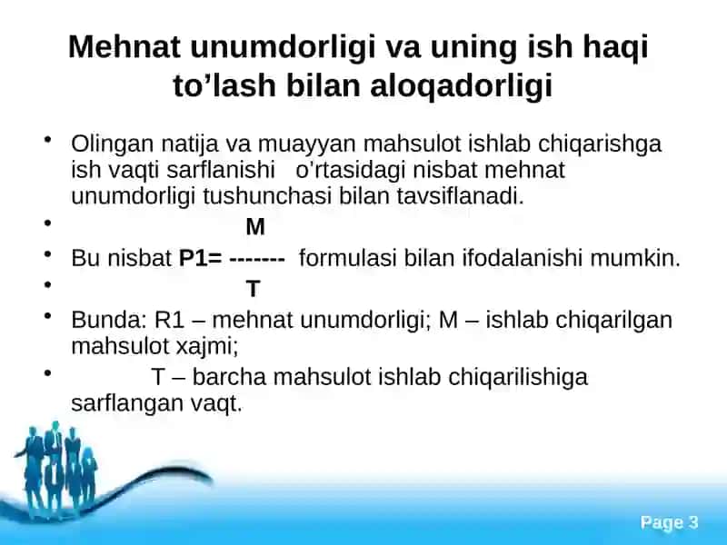 UNUMDORLIK, ISHLAB CHIQARISH VA BANDLIK 3