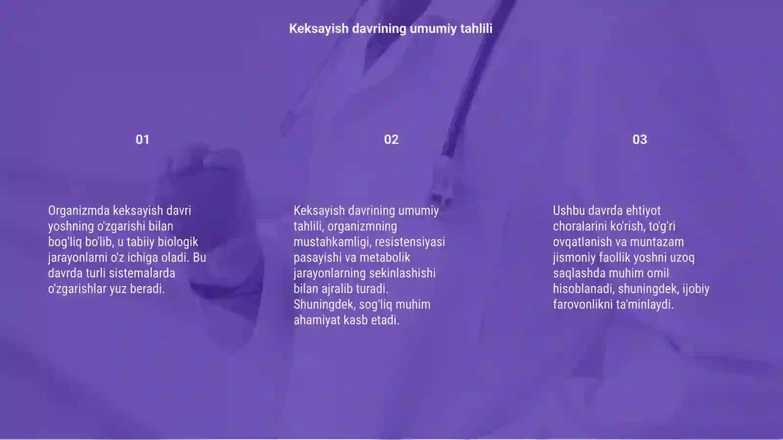 Organizmdagi keksayish davriga xos o'zgarishlar 3