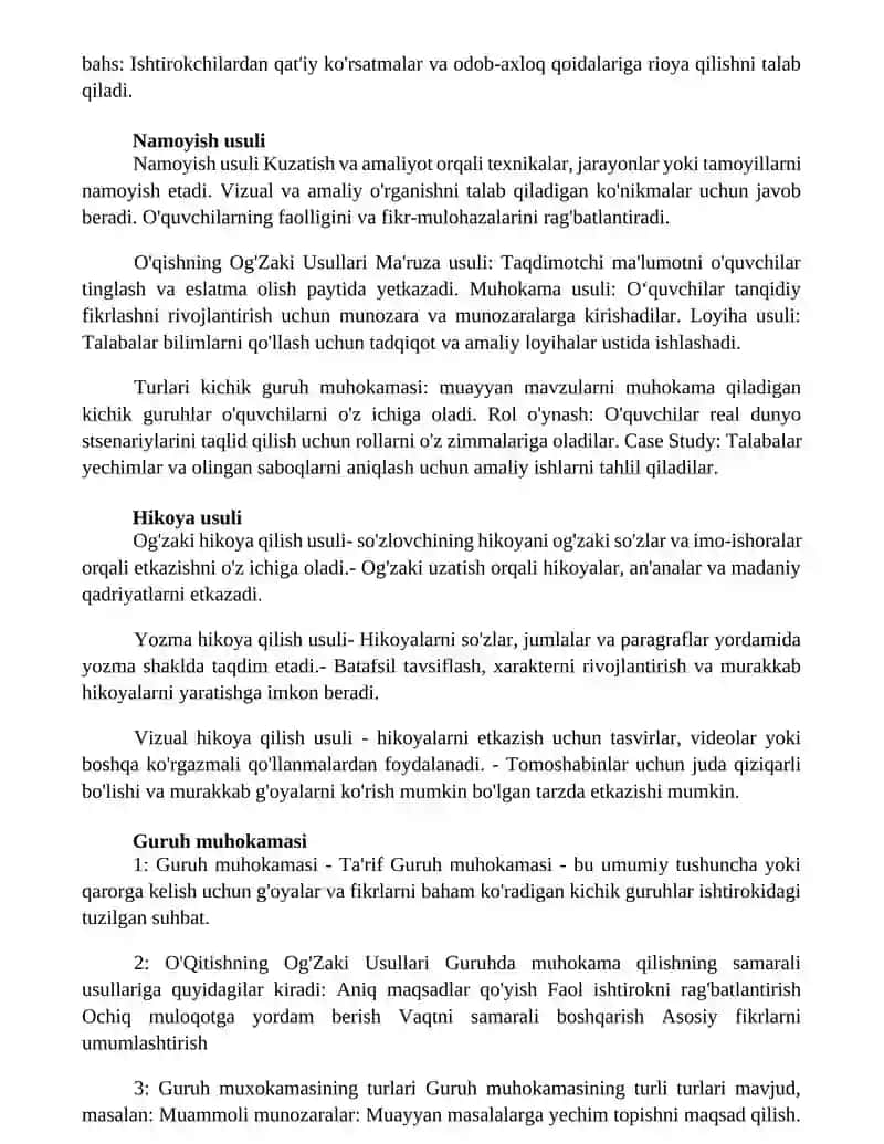 O'Qitishning Og'Zaki Usullari Va Uning Turlari 3