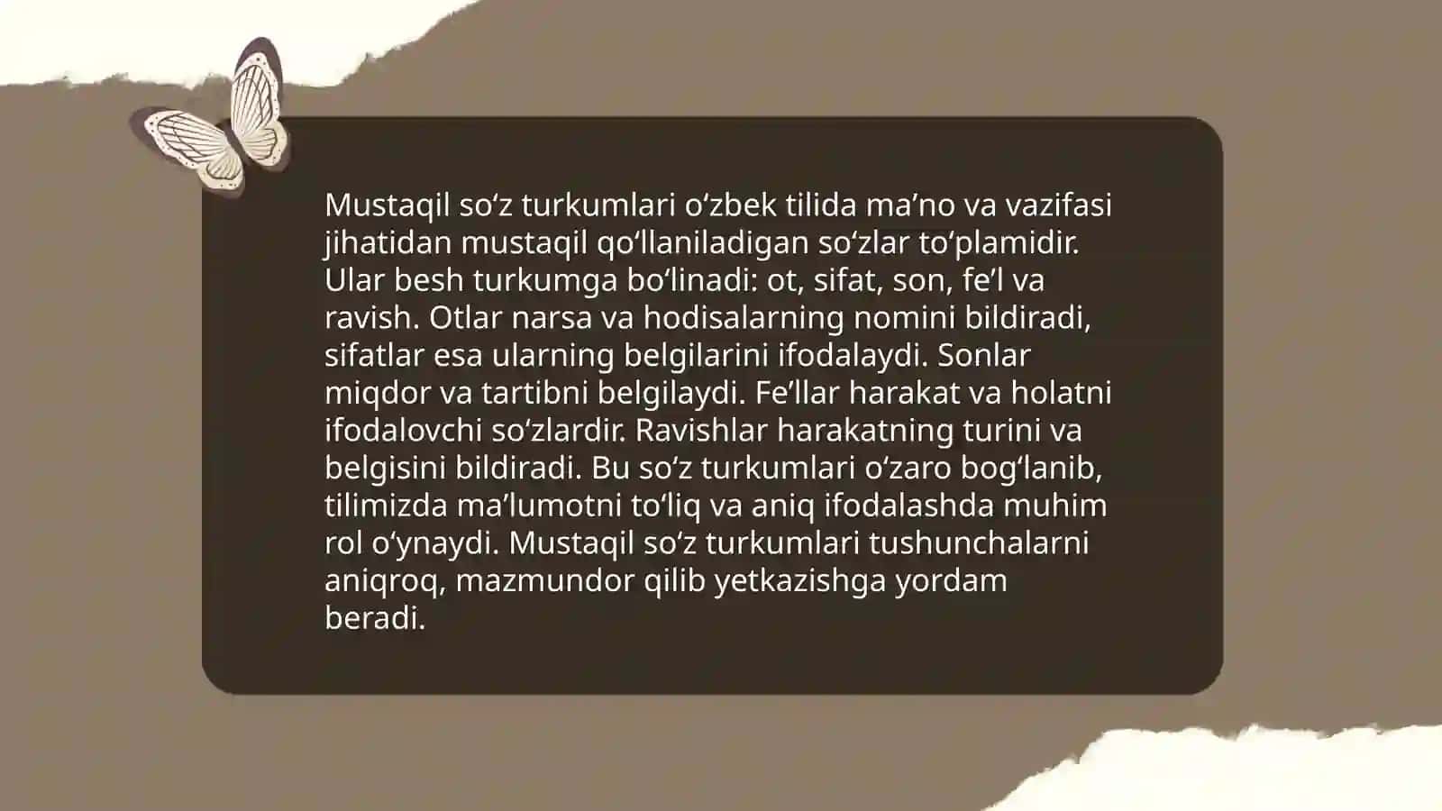 Morfologiya: mustaqil soʻz 3