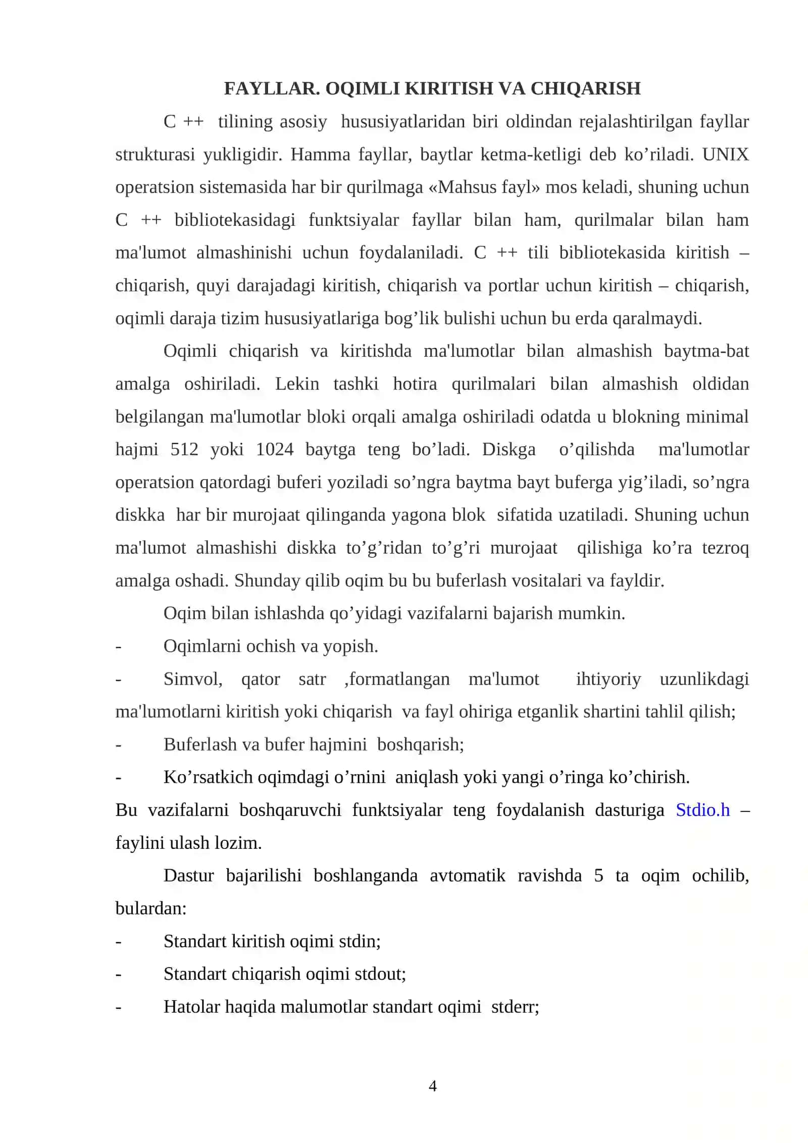 STANDART OQIMLAR BILAN ISHLASH 3