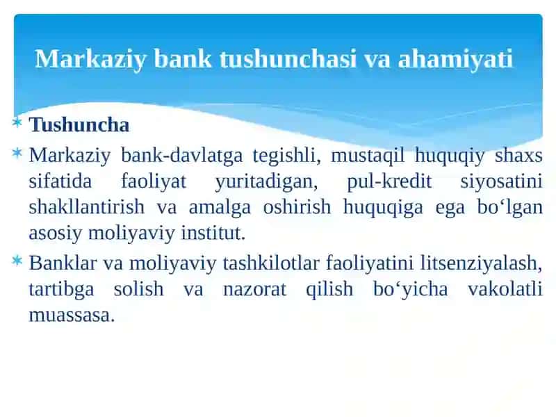 MARKAZIY BANK VA UNING FUNKSIYALARI 3