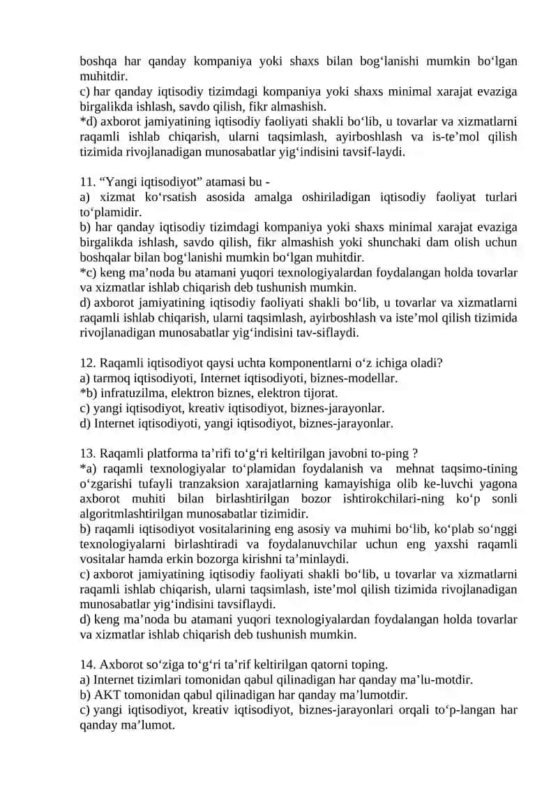 Raqamli Iqtisodiyot fanidan 3