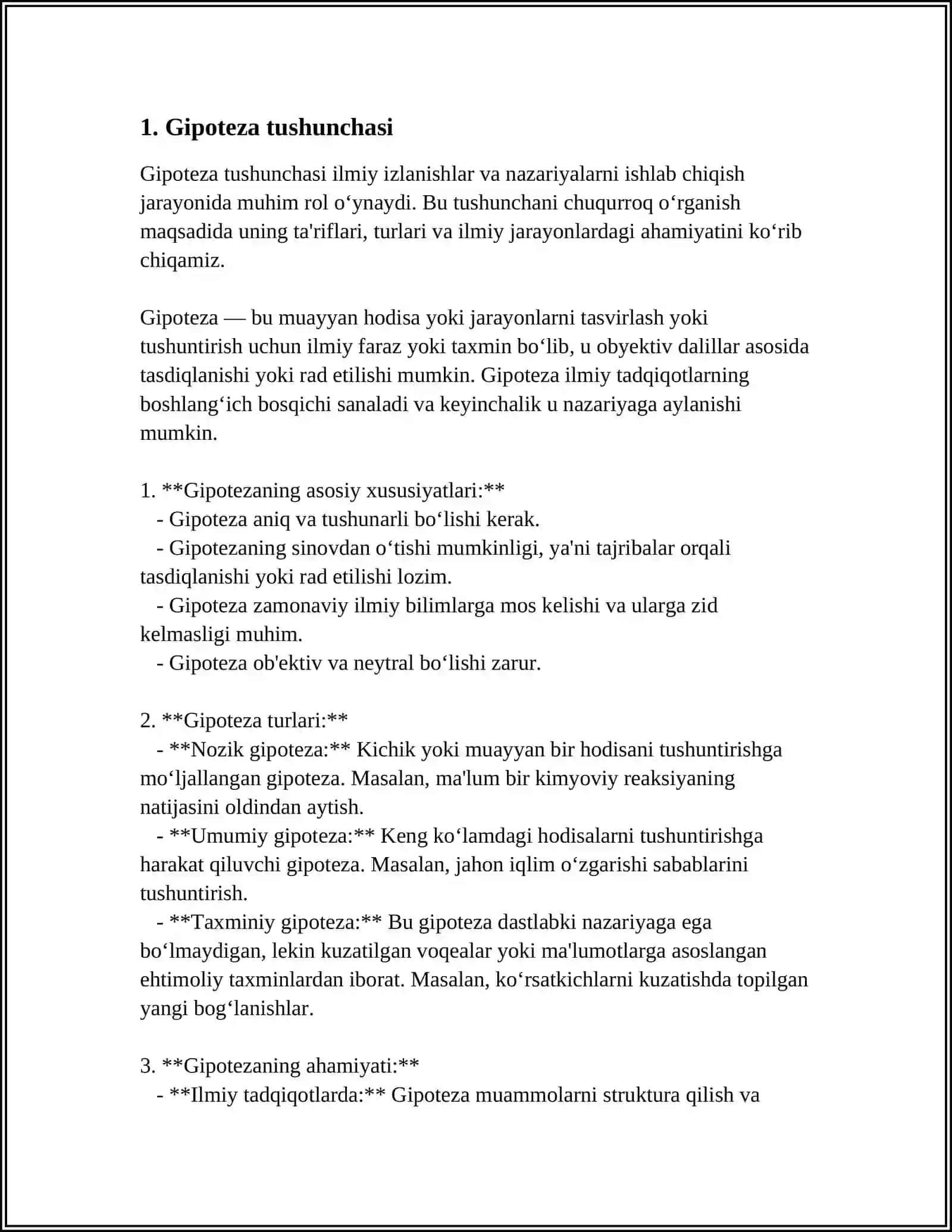 GIPOTEZA SINOVLARI VA ULARNING TURLARI 3