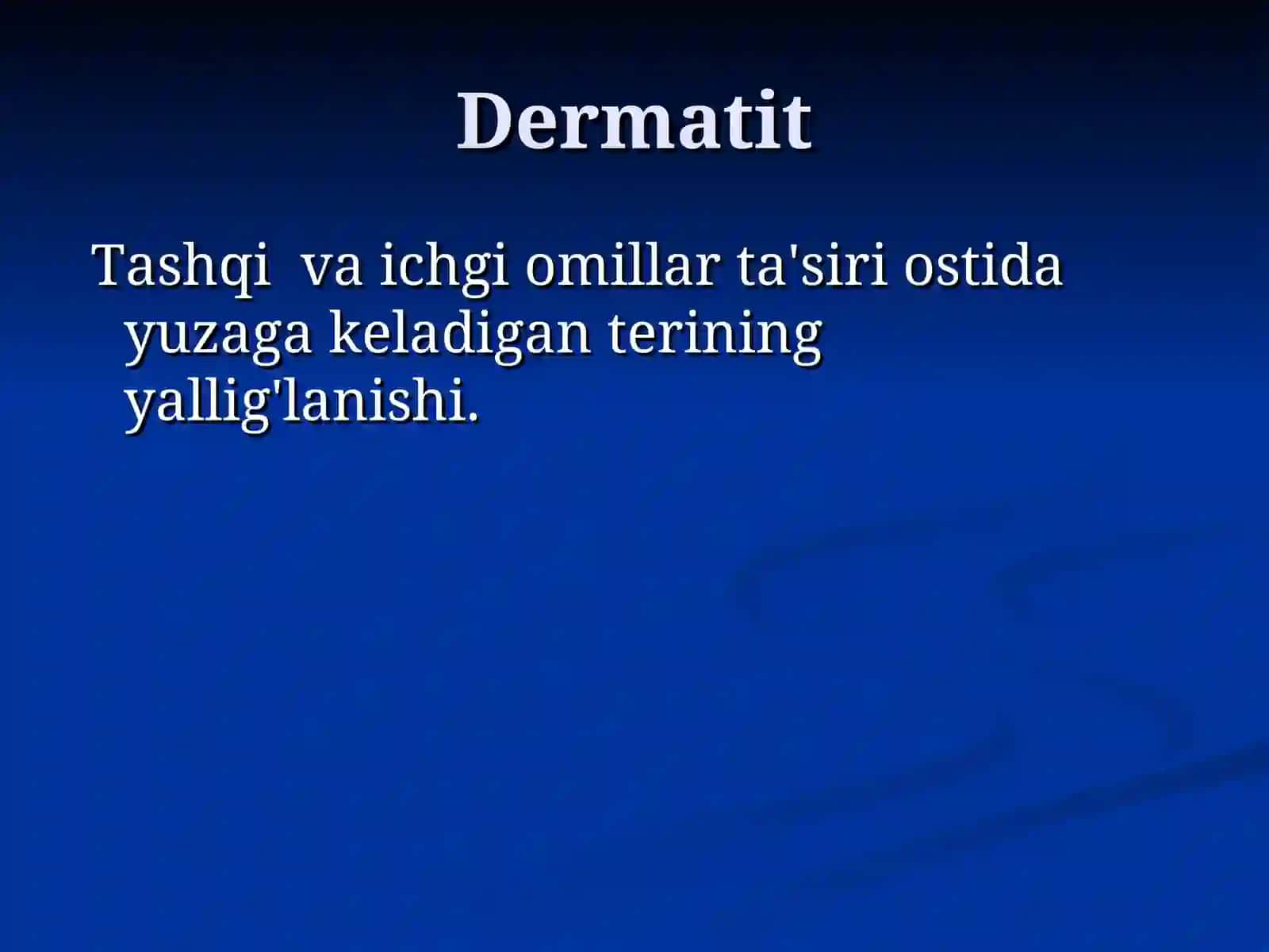 Dermatit. Toksikodermiya. Ekzema 3