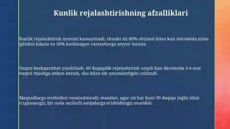 Shaxsiy kun tartibini samarali rejalashtirish usullari 3
