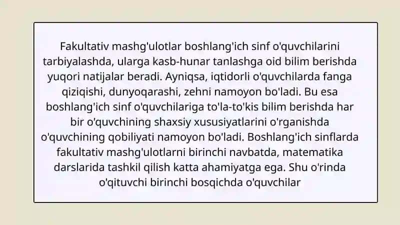 Fakultativ mashg'ulotlar 3