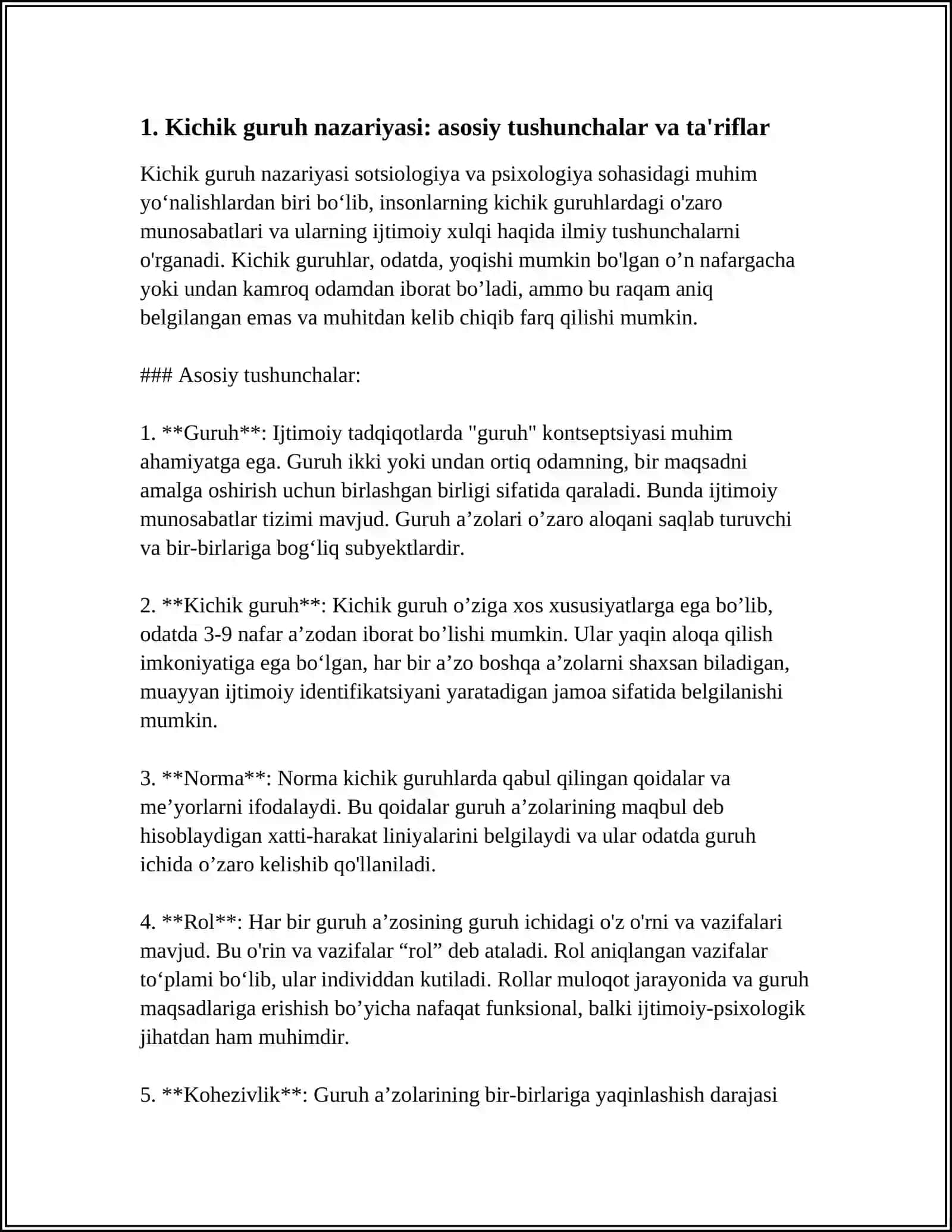 KICHIK GURUH PSIXOLOGIYASI VA UNING TADQIQOTCHILARI( L.FESTINGER K.LEVIN J. MORENO) 3