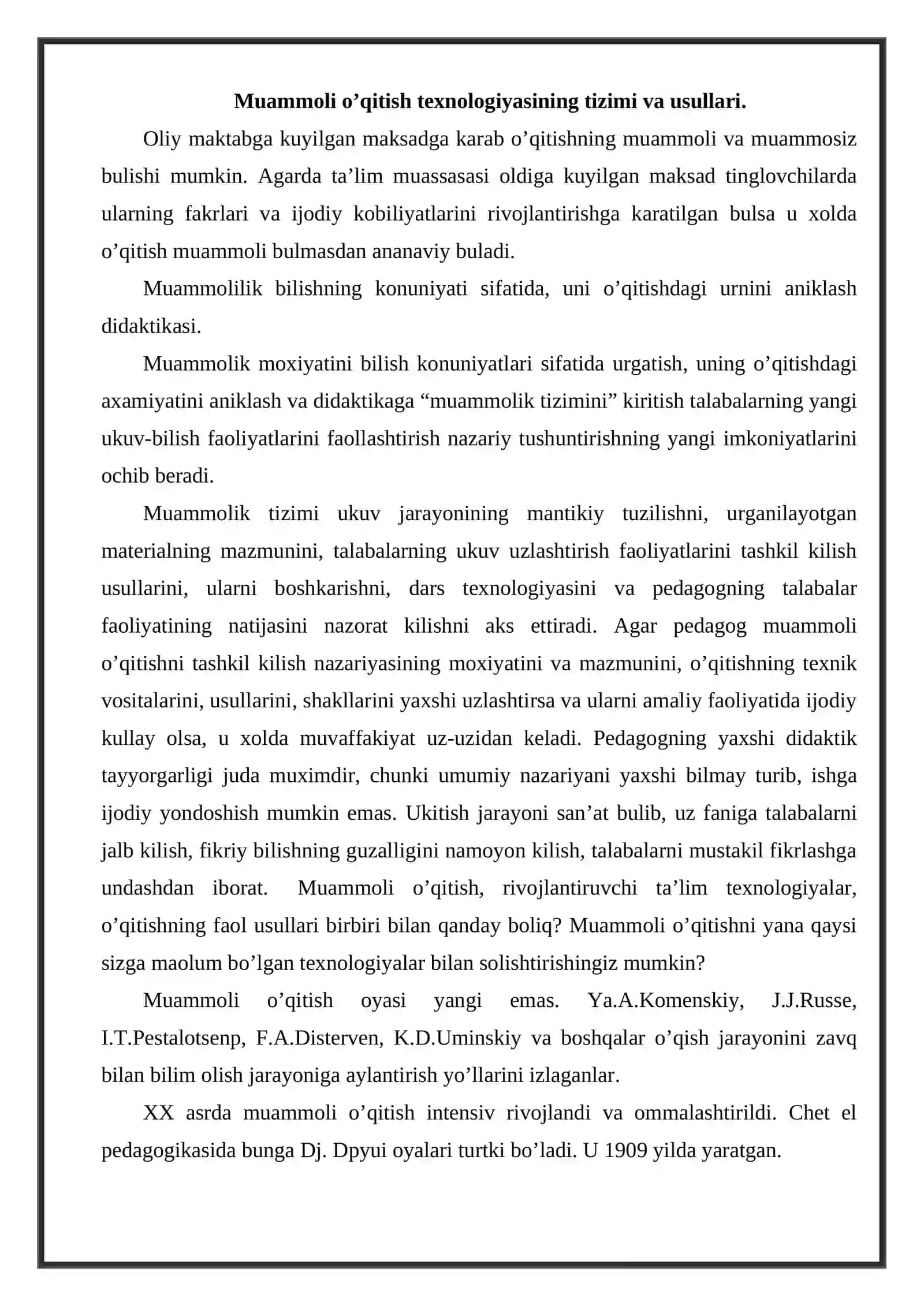 Muammoli o‘qitish texnologiyasi 3